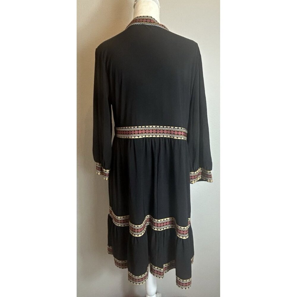 Robbie Bee Knee Length A Line Dress Smocked Striped Jersey Dress Size Large - Picture 7 of 14